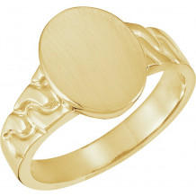 14K Yellow 14x11 mm Oval Signet Ring - 92468864P