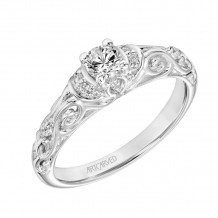 Artcarved Bridal Semi-Mounted with Side Stones Vintage Engagement Ring Peyton 14K White Gold - 31-V284ARW-E.02