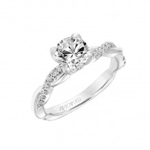 Artcarved Bridal Semi-Mounted with Side Stones Contemporary Floral Engagement Ring Daffodil 14K White Gold - 31-V782ERW-E.01