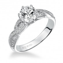 Artcarved Bridal Mounted with CZ Center Contemporary Twist Diamond Engagement Ring Calla 14K White Gold - 31-V200ERW-E.00