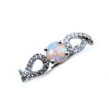 YCH 14k White Gold Opal and Diamond Ring