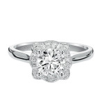 Artcarved Bridal Semi-Mounted with Side Stones Contemporary Halo Engagement Ring Marissa 14K White Gold - 31-V395ERW-E.01 photo 2