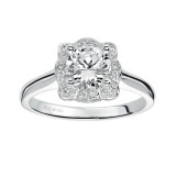 Artcarved Bridal Semi-Mounted with Side Stones Contemporary Halo Engagement Ring Marissa 14K White Gold - 31-V395ERW-E.01 photo 4