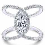 Gabriel & Co 14k White Gold Marquise Halo Engagement Ring photo