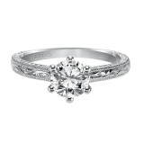 Artcarved Bridal Mounted with CZ Center Vintage Engraved Solitaire Engagement Ring Gretchen 14K White Gold - 31-V431ERW-E.00 photo 2