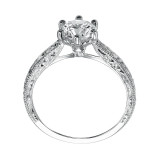 Artcarved Bridal Mounted with CZ Center Vintage Engraved Solitaire Engagement Ring Gretchen 14K White Gold - 31-V431ERW-E.00 photo 3
