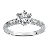 Artcarved Bridal Mounted with CZ Center Vintage Engraved Solitaire Engagement Ring Gretchen 14K White Gold - 31-V431ERW-E.00 photo 4
