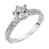 Artcarved Bridal Mounted with CZ Center Vintage Engraved Solitaire Engagement Ring Gretchen 14K White Gold - 31-V431ERW-E.00 photo
