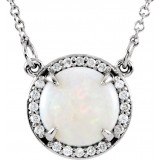 14K White Opal & .05 CTW Diamond 16 Necklace - 85906101P photo