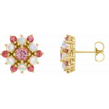 14K Yellow Pink Tourmaline & Ethiopian Opal Cabochon Earrings - 86952601P photo