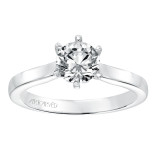 Artcarved Bridal Semi-Mounted with Side Stones Classic Solitaire Engagement Ring Jesse 14K White Gold - 31-V696ERW-E.01 photo 4