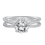 Artcarved Bridal Semi-Mounted with Side Stones Contemporary Twist Halo Engagement Ring Serina 14K White Gold - 31-V546ERW-E.01 photo 2