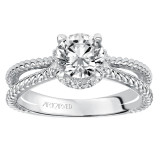 Artcarved Bridal Semi-Mounted with Side Stones Contemporary Twist Halo Engagement Ring Serina 14K White Gold - 31-V546ERW-E.01 photo 4