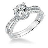 Artcarved Bridal Semi-Mounted with Side Stones Contemporary Twist Halo Engagement Ring Serina 14K White Gold - 31-V546ERW-E.01 photo