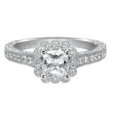 Artcarved Bridal Semi-Mounted with Side Stones Vintage Halo Engagement Ring Amaya 14K White Gold - 31-V435EUW-E.01 photo 2
