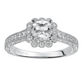 Artcarved Bridal Semi-Mounted with Side Stones Vintage Halo Engagement Ring Amaya 14K White Gold - 31-V435EUW-E.01 photo 4