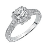 Artcarved Bridal Semi-Mounted with Side Stones Vintage Halo Engagement Ring Amaya 14K White Gold - 31-V435EUW-E.01 photo