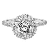 Artcarved Bridal Mounted with CZ Center Classic Halo Engagement Ring Penny 14K White Gold - 31-V862ERW-E.00 photo 2