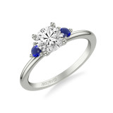 Artcarved Bridal Semi-Mounted with Side Stones Classic Engagement Ring 18K White Gold & Blue Sapphire - 31-V1033SERW-E.03 photo