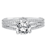 Artcarved Bridal Mounted with CZ Center Classic Diamond Engagement Ring Elizabeth 14K White Gold - 31-V210FRW-E.00 photo 2
