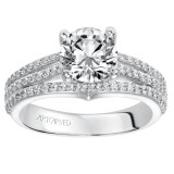 Artcarved Bridal Mounted with CZ Center Classic Diamond Engagement Ring Elizabeth 14K White Gold - 31-V210FRW-E.00 photo 4