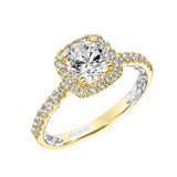 Artcarved Bridal Mounted with CZ Center Classic Lyric Halo Engagement Ring Mellie 14K Yellow Gold Primary & 14K White Gold - 31-V934ERYW-E.00 photo 2