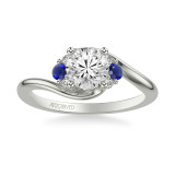 Artcarved Bridal Mounted with CZ Center Contemporary Engagement Ring 18K White Gold & Blue Sapphire - 31-V1030SERW-E.02 photo 2