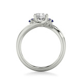 Artcarved Bridal Mounted with CZ Center Contemporary Engagement Ring 18K White Gold & Blue Sapphire - 31-V1030SERW-E.02 photo 3