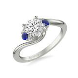 Artcarved Bridal Mounted with CZ Center Contemporary Engagement Ring 18K White Gold & Blue Sapphire - 31-V1030SERW-E.02 photo