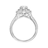 Artcarved Bridal Semi-Mounted with Side Stones Classic Halo Engagement Ring Bree 14K White Gold - 31-V886ERW-E.01 photo 3