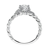 Artcarved Bridal Semi-Mounted with Side Stones Contemporary Rope Halo Engagement Ring Jolie 14K White Gold - 31-V461ERW-E.01 photo 3