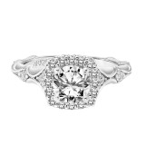 Artcarved Bridal Semi-Mounted with Side Stones Classic Halo Engagement Ring Tamara 14K White Gold - 31-V799ERW-E.01 photo 2