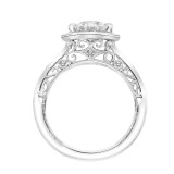 Artcarved Bridal Semi-Mounted with Side Stones Vintage Filigree Halo Engagement Ring Astrid 14K White Gold - 31-V795ERW-E.01 photo 3