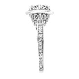 Artcarved Bridal Semi-Mounted with Side Stones Vintage Filigree Halo Engagement Ring Astrid 14K White Gold - 31-V795ERW-E.01 photo 4
