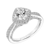 Artcarved Bridal Semi-Mounted with Side Stones Vintage Filigree Halo Engagement Ring Astrid 14K White Gold - 31-V795ERW-E.01 photo