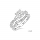 Ashi 14k White Gold Round Cut Diamond Lovebright Bridal Set photo
