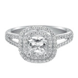 Artcarved Bridal Mounted with CZ Center Classic Halo Engagement Ring Betty 14K White Gold - 31-V375EUW-E.00 photo 2