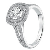 Artcarved Bridal Mounted with CZ Center Classic Halo Engagement Ring Betty 14K White Gold - 31-V375EUW-E.00 photo 4