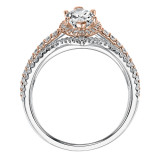 Artcarved Bridal Semi-Mounted with Side Stones Classic Halo Engagement Ring Dorsey 14K White Gold Primary & 14K Rose Gold - 31-V549EMR-E.01 photo