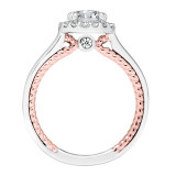Artcarved Bridal Semi-Mounted with Side Stones Contemporary Rope Halo Engagement Ring Winnie 14K White Gold Primary & 14K Rose Gold - 31-V673ERR-E.01 photo 3