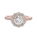 Artcarved Bridal Semi-Mounted with Side Stones Contemporary Floral Halo Engagement Ring Priscilla 14K Rose Gold - 31-V449ERR-E.01 photo 2