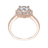 Artcarved Bridal Semi-Mounted with Side Stones Contemporary Floral Halo Engagement Ring Priscilla 14K Rose Gold - 31-V449ERR-E.01 photo 3