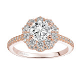 Artcarved Bridal Semi-Mounted with Side Stones Contemporary Floral Halo Engagement Ring Priscilla 14K Rose Gold - 31-V449ERR-E.01 photo 4