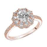 Artcarved Bridal Semi-Mounted with Side Stones Contemporary Floral Halo Engagement Ring Priscilla 14K Rose Gold - 31-V449ERR-E.01 photo