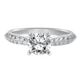 Artcarved Bridal Mounted with CZ Center Vintage Engraved Solitaire Engagement Ring Cherry 14K White Gold - 31-V517ERW-E.00 photo 2