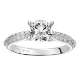 Artcarved Bridal Mounted with CZ Center Vintage Engraved Solitaire Engagement Ring Cherry 14K White Gold - 31-V517ERW-E.00 photo 4