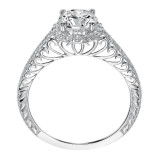 Artcarved Bridal Semi-Mounted with Side Stones Vintage Filigree Halo Engagement Ring Roseanne 14K White Gold - 31-V530ERW-E.01 photo 3