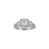 True Romance Platinum 0.91ct Diamond Vintage Style Semi Mount Engagement Ring photo