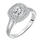 Artcarved Bridal Semi-Mounted with Side Stones Classic Halo Engagement Ring Betty 14K White Gold - 31-V375EUW-E.01 photo