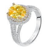 Artcarved Bridal Mounted with CZ Center Classic Halo Engagement Ring Lena 14K White Gold Primary & 14K Yellow Gold - 31-V550HVA-E.00 photo 4